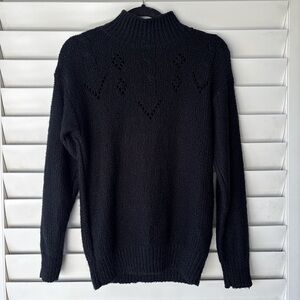 Vintage Diane Von Furstenberg Black Pointelle Acrylic Knit Sweater Size S